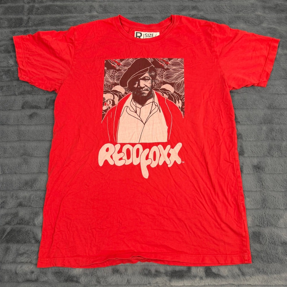 Roots of Fight Redd Foxx Mens Red Graphic T-Shirt Cotton Size L Made in USA